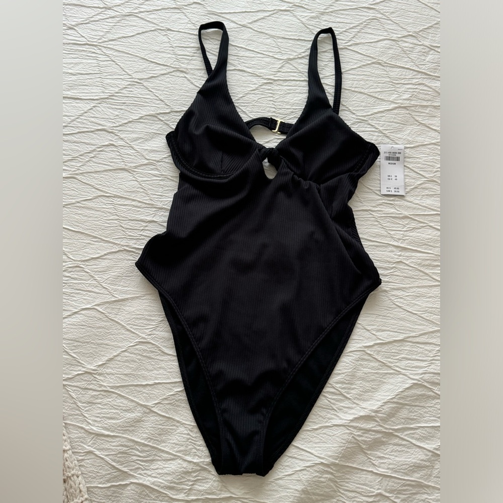 NEW Hollister Black One-Piece Swim Suit Medium